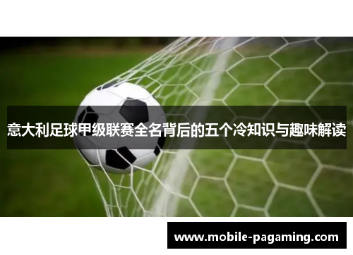 意大利足球甲级联赛全名背后的五个冷知识与趣味解读
